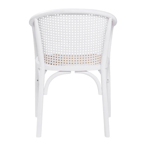 Elsy Armchair in White with Natural Rattan Seat - Set of 1