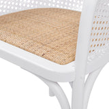 Elsy Armchair in White with Natural Rattan Seat - Set of 1