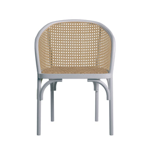 Elsy Armchair in White frame with Natural Cane Back and Rattan Seat - Set of 1