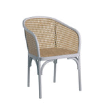 Elsy Armchair in White frame with Natural Cane Back and Rattan Seat - Set of 1