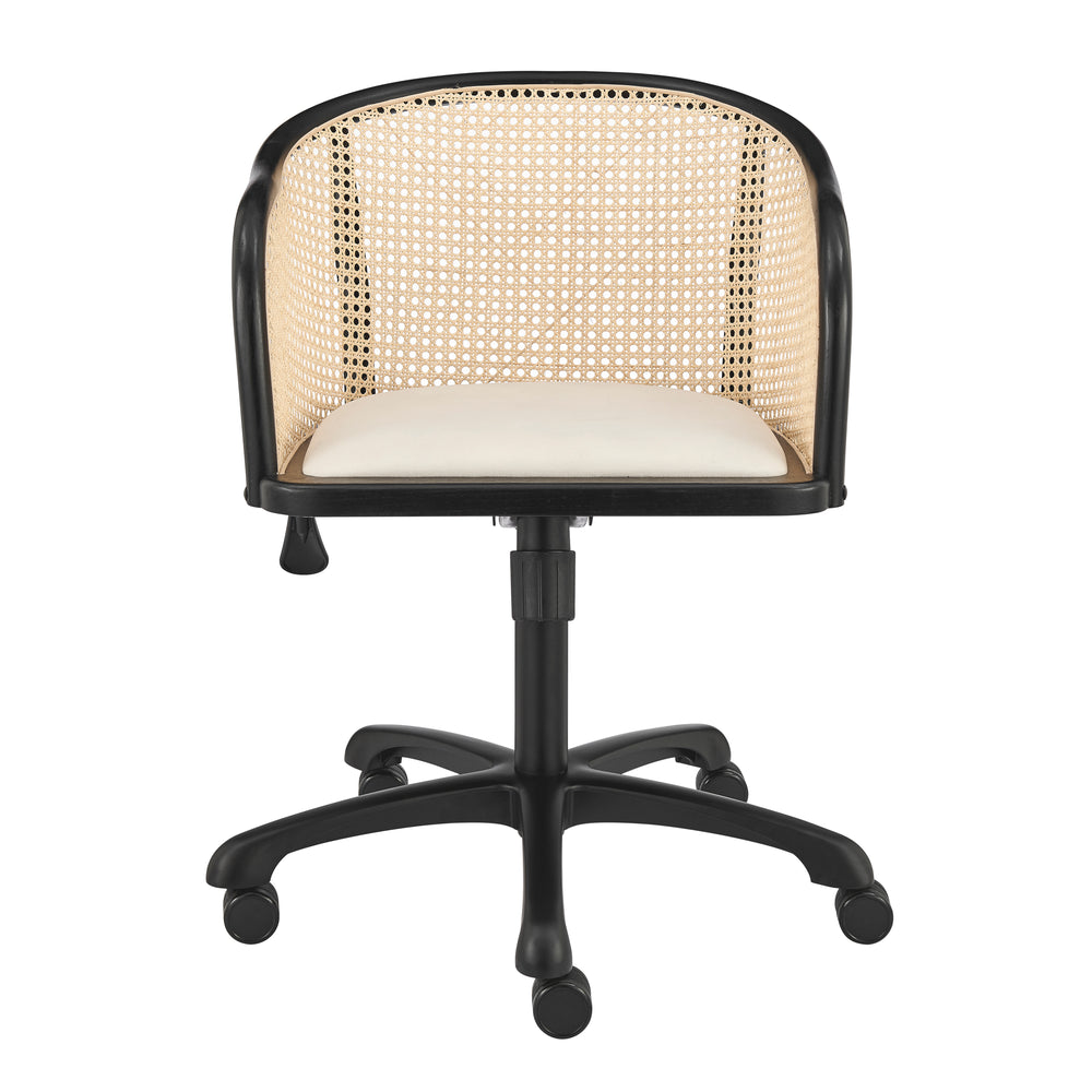 Elsy Office Chair in Black Beech Wood Frame with Beige Velvet Seat and Black Base