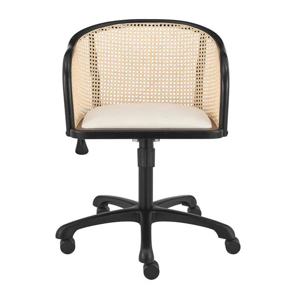 Elsy Office Chair in Black Beech Wood Frame with Beige Velvet Seat and Black Base