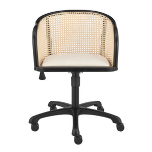 Elsy Office Chair in Black Beech Wood Frame with Beige Velvet Seat and Black Base