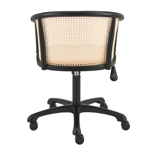Elsy Office Chair in Black Beech Wood Frame with Beige Velvet Seat and Black Base