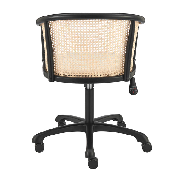 Elsy Office Chair in Black Beech Wood Frame with Beige Velvet Seat and Black Base