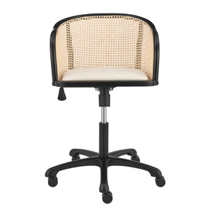Elsy Office Chair in Black Beech Wood Frame with Beige Velvet Seat and Black Base