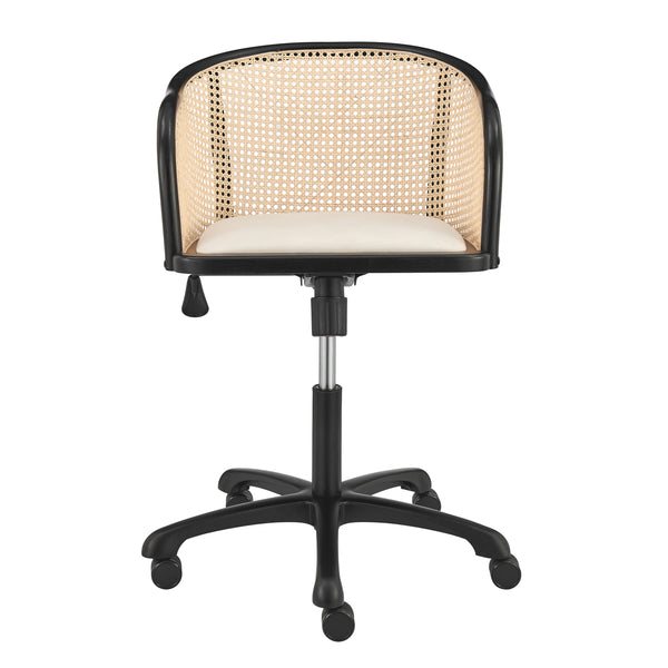 Elsy Office Chair in Black Beech Wood Frame with Beige Velvet Seat and Black Base