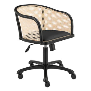 Elsy Office Chair in Black with Black Velvet Seat and Black Base