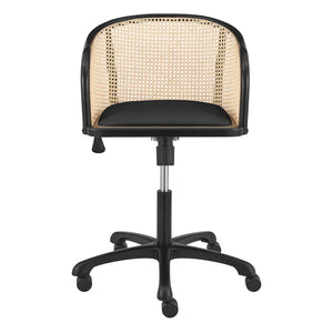 Elsy Office Chair in Black with Black Velvet Seat and Black Base