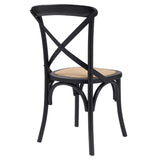 Neyo Side Chair in Black with Natural Rattan Seat - Set of 2