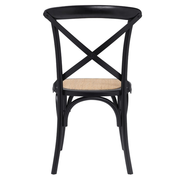 Neyo Side Chair in Black with Natural Rattan Seat - Set of 2