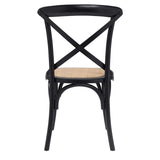 Neyo Side Chair in Black with Natural Rattan Seat - Set of 2