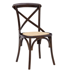 Neyo Side Chair in Walnut with Natural Rattan Seat - Set of 2