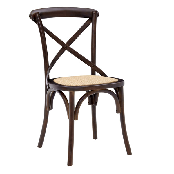 Neyo Side Chair in Walnut with Natural Rattan Seat - Set of 2