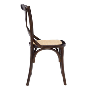 Neyo Side Chair in Walnut with Natural Rattan Seat - Set of 2