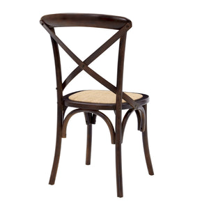 Neyo Side Chair in Walnut with Natural Rattan Seat - Set of 2