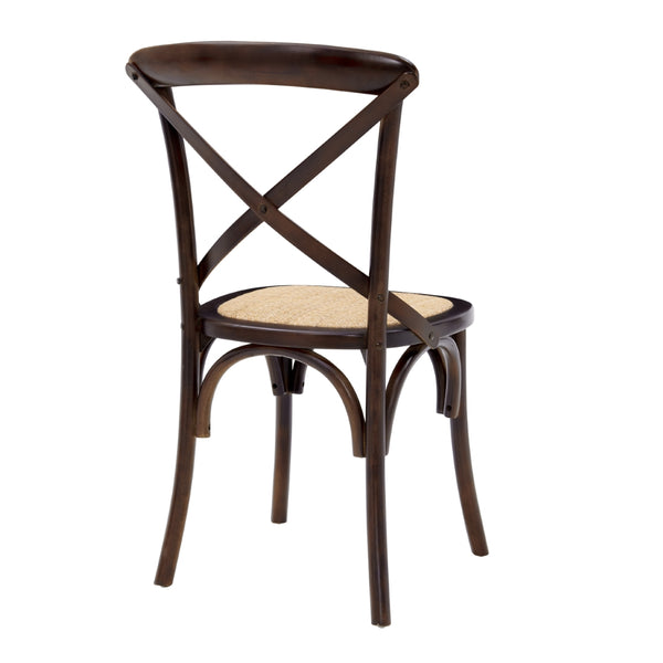 Neyo Side Chair in Walnut with Natural Rattan Seat - Set of 2