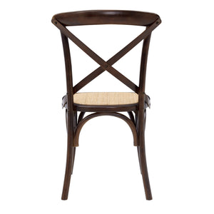 Neyo Side Chair in Walnut with Natural Rattan Seat - Set of 2