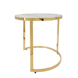 Sagebrook Home Glam Set of 2 -  Metal/marble Glass Round Side Table, Gold 15437-02 Gold Metal