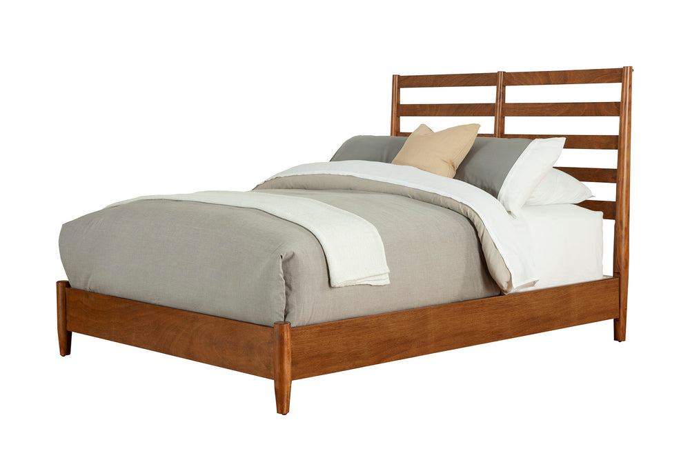 Alpine Furniture Flynn Retro Standard King Bed w/Slat Back Headboard, Acorn 1066-27EK Acorn Mahogany Solids & Okoume Veneer 80.5 x 86 x 52