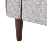 Mervynn Mid-Century Modern Button Tufted Fabric Recliner, Light Gray Tweed and Dark Espresso