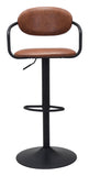 Zuo Modern Kirby 100% Polyurethane, Plywood, Steel Modern Commercial Grade Barstool Vintage Brown, Black 100% Polyurethane, Plywood, Steel