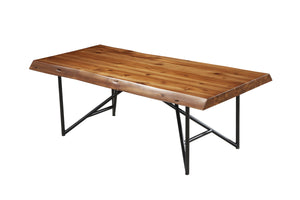 Alpine Furniture Live Edge Coffee/Cocktail Table, Light Walnut 1968-61 Light Walnut Solid Acacia Wood with Metal Legs 50 x 25.5 x 18