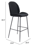 Zuo Modern Miles 100% Polyurethane, Plywood, Steel Modern Commercial Grade Barstool Black 100% Polyurethane, Plywood, Steel