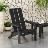 Zuma Outdoor Contemporary Acacia Wood Foldable Adirondack Chair, Black