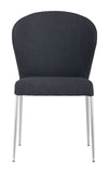 Zuo Modern Oulu 100% Polyester, Steel Modern Commercial Grade Dining Chair Set - Set of 4 Graphite, Chrome 100% Polyester, Steel