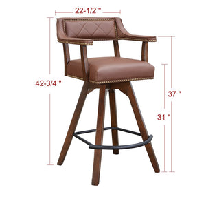 ECI Furniture Merion Spectator Swivel Bar Stool, Distressed Walnut Distressed Walnut  Hardwood solids and veneers