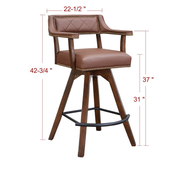 ECI Furniture Merion Spectator Swivel Bar Stool, Distressed Walnut Distressed Walnut  Hardwood solids and veneers