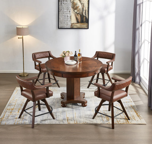 ECI Furniture Merion Spectator Swivel Swivel  Stool, Distressed Walnut Distressed Walnut  Hardwood solids and veneers