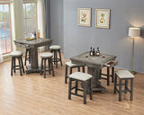 ECI Furniture PGA Backless Bar Height  Round Stool, Distressed Gray Distressed Gray Hardwood solids and veneers