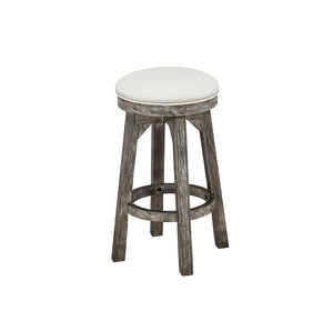 ECI Furniture PGA Backless Bar Height  Round Stool, Distressed Gray Distressed Gray Hardwood solids and veneers