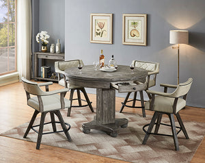 ECI Furniture PGA Round Counter Height Game Table Complete, Distressed Gray Distressed Gray Hardwood solids and veneers