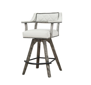 ECI Furniture PGA Spectator Swivel Bar Stool with Nailhead Seat, Distressed Gray Distressed Gray Hardwood solids and veneers