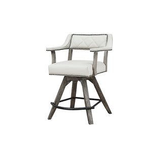 ECI Furniture PGA Spectator Swivel Swivel  Stool with Nailhead Seat, Distressed Gray Distressed Gray Hardwood solids and veneers