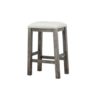 ECI Furniture PGA 24" Saddle Stool with Nailhead Seat, Distressed Gray Distressed Gray Hardwood solids and veneers