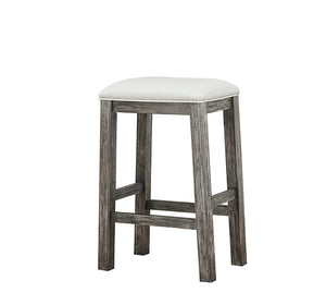 ECI Furniture PGA 30" Saddle Stool with Nailhead Seat, Distressed Gray Distressed Gray Hardwood solids and veneers