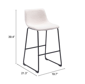 Zuo Modern Smart 100% Polyester, Plywood, Steel Transitional Commercial Grade Barstool Set - Set of 2 Ivory, Black 100% Polyester, Plywood, Steel
