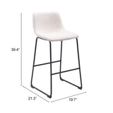 Zuo Modern Smart 100% Polyester, Plywood, Steel Transitional Commercial Grade Barstool Set - Set of 2 Ivory, Black 100% Polyester, Plywood, Steel