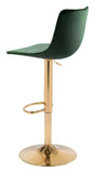 Zuo Modern Prima 100% Polyester, Plywood, Steel Modern Commercial Grade Barstool Dark Green, Gold 100% Polyester, Plywood, Steel