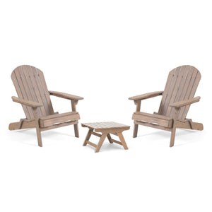 Noble House Malibu Outdoor Acacia Wood 2 Seater Chat Set with Side Table, Gray