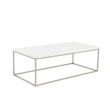 Teresa Rectangle Coffee Table in White with Polished Stainless Steel Base