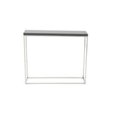 Teresa Console Table in Gray Lacquer with Polished Stainless Steel Frame