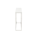 Teresa Console Table in White Lacquer with Polished Stainless Steel Frame