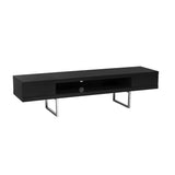 Miranda TV Stand in High Gloss Black with Brushed Stainless Steel Base