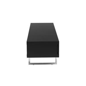 Miranda TV Stand in High Gloss Black with Brushed Stainless Steel Base