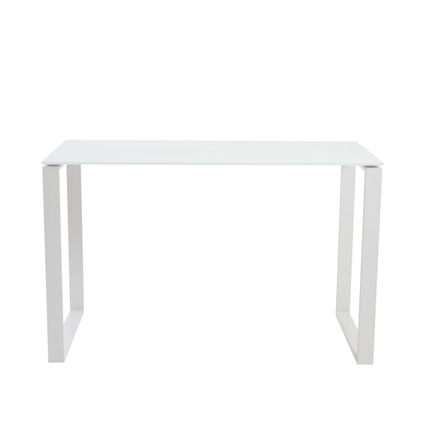 Diego Desk in Pure White Glass with White Base